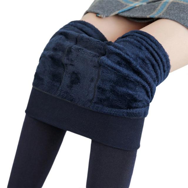 NORMOV Women Winter Slim Warm Leggins Knitter Thick Elastic Velvet Trouser High Waist Leggings Fitness Workout Pants Female