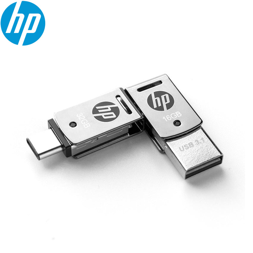 Original HP X5000M Metal OTG Type-C USB 3.1 USB Flash Drive for SmartPhone/Tablet 128GB/64GB/32GB Pendrive High speed Black logo - emixco