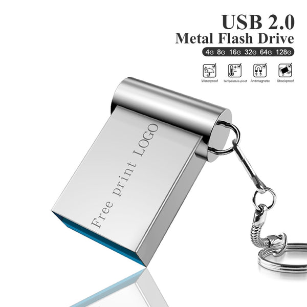 new Metal pen drive 128GB 64GB cle usb 2.0 usb flash drive 32GB pendrive 16GB 8GB flash memory stick memoria usb Free print LOGO - emixco