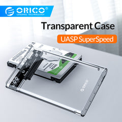 ORICO HDD Case 2.5 inch Transparent SATA to USB 3.0 3.1 Hard Disk Case Tool Free 5Gbps 4TB UASP Type C SSD HDD Enclosure 10Gbps - emixco