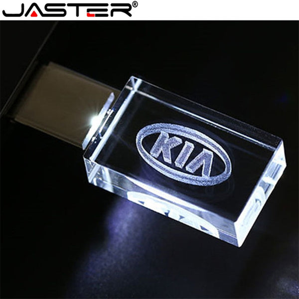 JASTER HOT Car Sign Logos crystal + metal USB flash drive pendrive 4GB 8GB 16GB 32GB 64GB 128GB External Storage memory stick - emixco