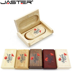 JASTER High Quality Wooden Logo Engrave Wood USB Flash Drive 4GB 8GB 16GB 32GB 64GB wedding Gift Flash Memory Card Pen Drive - emixco