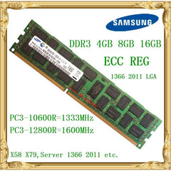 Samsung DDR3 4GB 8GB 16GB server memory 1333 1600MHz ECC REG DDR3 PC3-10600R 12800R  Register RIMM RAM X58 X79 motherboard use - emixco