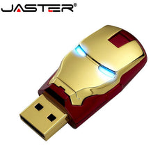 JASTER USB 2.0 Ironman USB Flash Drive 4GB 8GB 16GB 32GB 64GB USB 2.0 Flash Memory Stick Pendrive Metal Pen Drive Blue LED Light - emixco