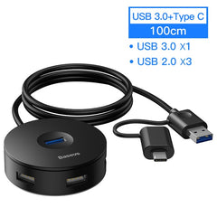 Baseus USB HUB USB 3.0 USB C HUB for MacBook Pro Surface USB Type C HUB USB 2.0 Adapter with Micro USB for Computer USB Splitter - emixco