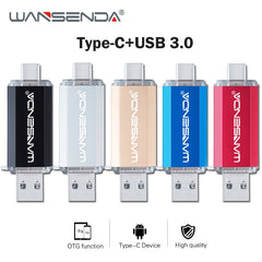 Hotsale WANSENDA OTG USB Flash Drive Type C Pen Drive 512GB 256GB 128GB 64GB 32GB 16GB USB Stick 3.0 Pendrive for Type-C Device - emixco