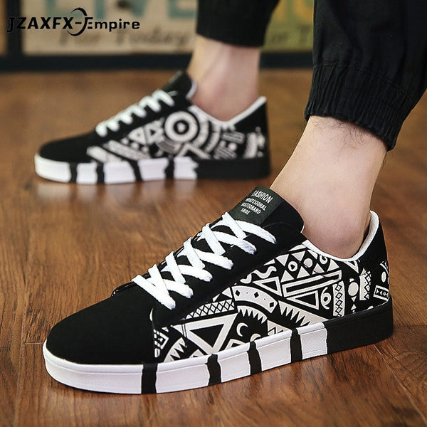 Men Casual Canvas Shoes Fashion Print Sneakers Summer Trainers Leisure Shoes Men's Flats Slip Shoes Chaussures pour hommes - emixco