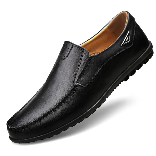Genuine Leather Men Casual Shoes Luxury Brand 2019 Mens Loafers Moccasins Breathable Slip on Black Driving Shoes Plus Size 37-47 - emixco