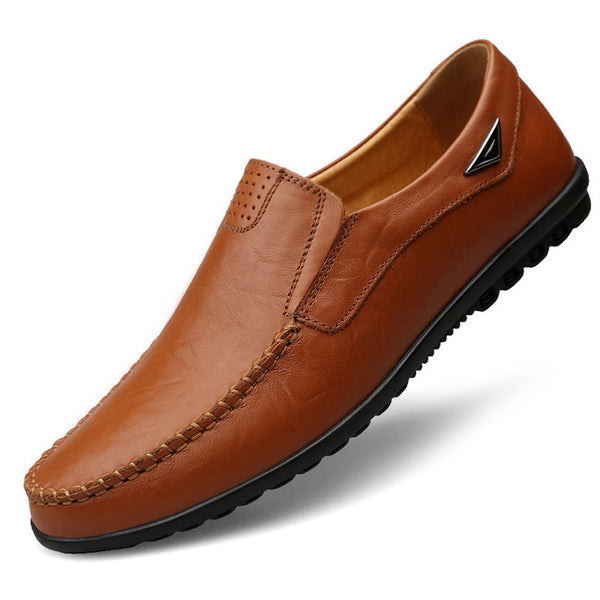 Genuine Leather Men Casual Shoes Luxury Brand 2019 Mens Loafers Moccasins Breathable Slip on Black Driving Shoes Plus Size 37-47 - emixco