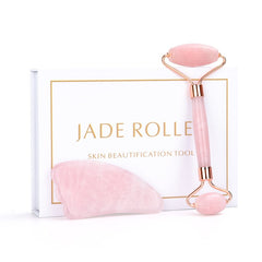 Natural Rose Jade roller Face Massage Crystal Stone Jade Massager Crystal Roller Skin Face Roller Wrinkle Removal Massage Roller - emixco