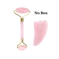 Natural Rose Jade roller Face Massage Crystal Stone Jade Massager Crystal Roller Skin Face Roller Wrinkle Removal Massage Roller - emixco