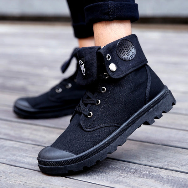 Men Military Boots 2019 Outdoor Fashion Canvas High Top Shoes Men Casual Shoes Ankle Boots Black Chelsea Boots Zapatos De Hombre - emixco