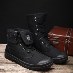 Men Military Boots 2019 Outdoor Fashion Canvas High Top Shoes Men Casual Shoes Ankle Boots Black Chelsea Boots Zapatos De Hombre - emixco