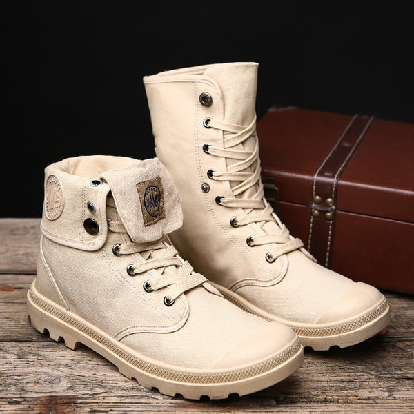 Men Military Boots 2019 Outdoor Fashion Canvas High Top Shoes Men Casual Shoes Ankle Boots Black Chelsea Boots Zapatos De Hombre - emixco