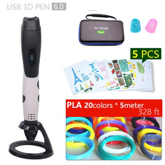 Authentic 3D pen 3d printing pen-3d 1.75mm pla filament Christmas gifts+free painting drawings+ free shipping 5 v 2A usb adapter - emixco