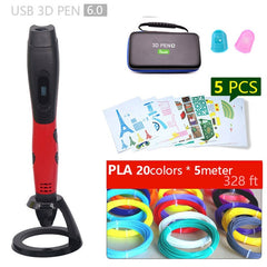 Authentic 3D pen 3d printing pen-3d 1.75mm pla filament Christmas gifts+free painting drawings+ free shipping 5 v 2A usb adapter - emixco