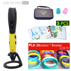 Authentic 3D pen 3d printing pen-3d 1.75mm pla filament Christmas gifts+free painting drawings+ free shipping 5 v 2A usb adapter - emixco