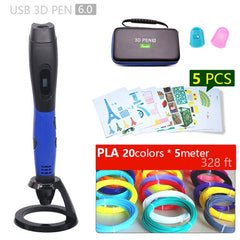 Authentic 3D pen 3d printing pen-3d 1.75mm pla filament Christmas gifts+free painting drawings+ free shipping 5 v 2A usb adapter - emixco