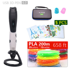 Authentic 3D pen 3d printing pen-3d 1.75mm pla filament Christmas gifts+free painting drawings+ free shipping 5 v 2A usb adapter - emixco