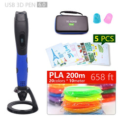 Authentic 3D pen 3d printing pen-3d 1.75mm pla filament Christmas gifts+free painting drawings+ free shipping 5 v 2A usb adapter - emixco
