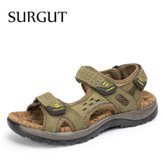 SURGUT Hot Sale New Fashion Summer Leisure Beach Men Shoes High Quality Leather Sandals The Big Yards Men's Sandals Size 38-48 - emixco