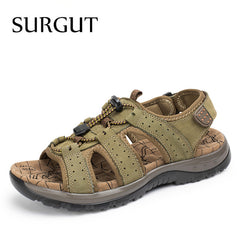 SURGUT Hot Sale New Fashion Summer Leisure Beach Men Shoes High Quality Leather Sandals The Big Yards Men's Sandals Size 38-48 - emixco