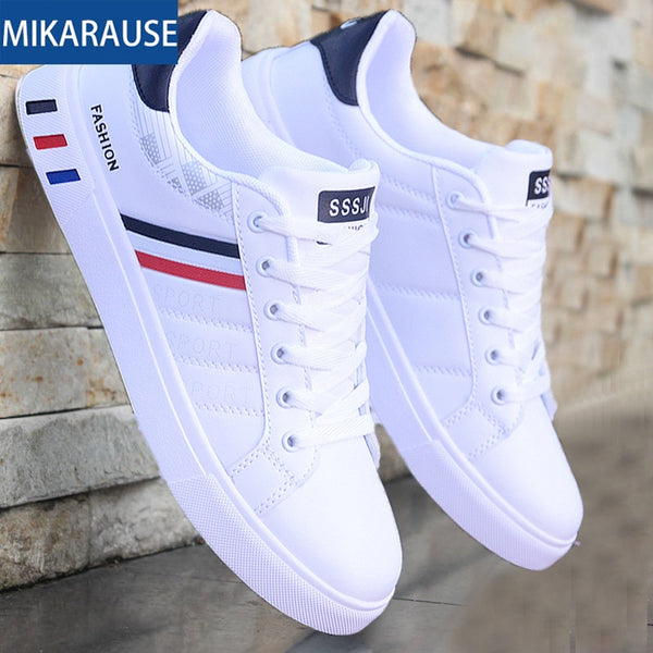 Mikarause White Casual Shoes Men Leather Sneakers Male Comfort Sport Running Sneaker Man Tenis mocassin Fashion Breathable Shoes - emixco