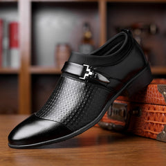 AlexBu Autumn Man Leather Shoes Slip On Flats Oxford Business Office Formal Wedding Shoe Pointed Toe Men Dress Leather Shoes - emixco