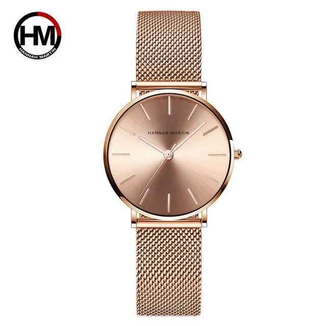 Drop shipping A++++ Quality Stainless Steel Band Japan Quartz Movement Waterproof Women Full Rose Gold Ladies Luxury Wrist Watch - emixco