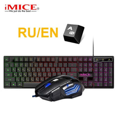 Gaming keyboard and Mouse Wired keyboard with backlight keyboard Russia Gamer kit 5500Dpi Silent Gaming Mouse Set For PC Laptop - emixco