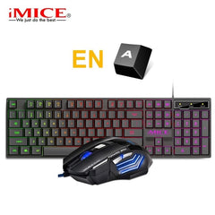 Gaming keyboard and Mouse Wired keyboard with backlight keyboard Russia Gamer kit 5500Dpi Silent Gaming Mouse Set For PC Laptop - emixco