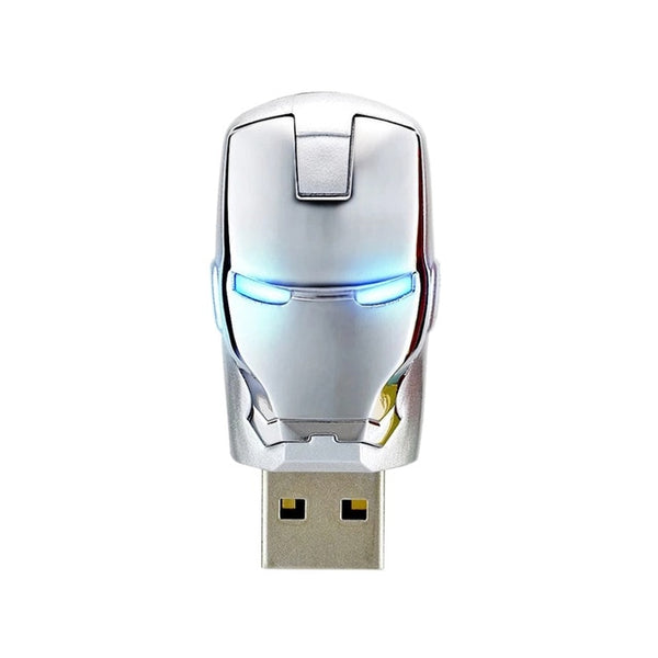 JASTER USB 2.0 Ironman USB Flash Drive 4GB 8GB 16GB 32GB 64GB USB 2.0 Flash Memory Stick Pendrive Metal Pen Drive Blue LED Light - emixco