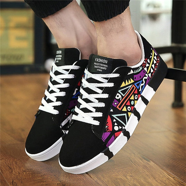 Men Casual Canvas Shoes Fashion Print Sneakers Summer Trainers Leisure Shoes Men's Flats Slip Shoes Chaussures pour hommes - emixco