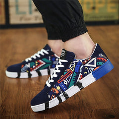 Men Casual Canvas Shoes Fashion Print Sneakers Summer Trainers Leisure Shoes Men's Flats Slip Shoes Chaussures pour hommes - emixco