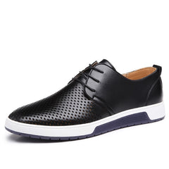 Merkmak New 2019 Men Casual Shoes Leather Summer Breathable Holes Luxurious Brand Flat Shoes for Men Drop Shipping - emixco