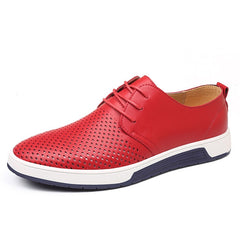 Merkmak New 2019 Men Casual Shoes Leather Summer Breathable Holes Luxurious Brand Flat Shoes for Men Drop Shipping - emixco