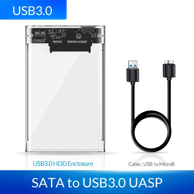ORICO HDD Case 2.5 inch Transparent SATA to USB 3.0 3.1 Hard Disk Case Tool Free 5Gbps 4TB UASP Type C SSD HDD Enclosure 10Gbps - emixco