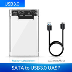 ORICO HDD Case 2.5 inch Transparent SATA to USB 3.0 3.1 Hard Disk Case Tool Free 5Gbps 4TB UASP Type C SSD HDD Enclosure 10Gbps - emixco