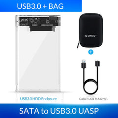 ORICO HDD Case 2.5 inch Transparent SATA to USB 3.0 3.1 Hard Disk Case Tool Free 5Gbps 4TB UASP Type C SSD HDD Enclosure 10Gbps - emixco