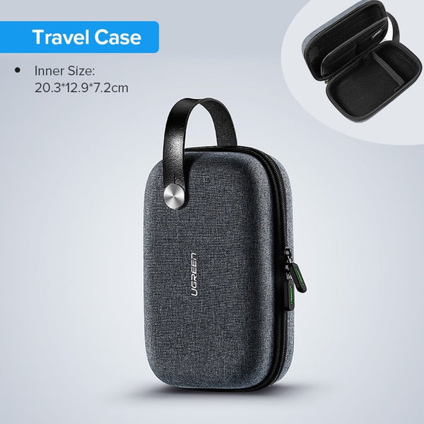 Ugreen Power Bank Case Hard Case Box for 2.5 Hard Drive Disk USB Cable External Storage Carrying SSD HDD Case - emixco