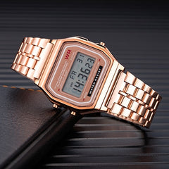 Luxury Women's Rose Gold Stainless Steel Watches Women Fashion LED Digital Clock Casual Ladies Electronic Watch Reloj Mujer 2019 - emixco