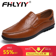 Genuine Leather Men's Casual Shoes Luxury Brand Mens Loafers Flats Breathable Slip on Black Driving Shoes Plus Size 38-47 - emixco