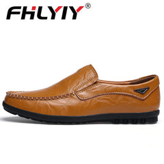 Genuine Leather Men's Casual Shoes Luxury Brand Mens Loafers Flats Breathable Slip on Black Driving Shoes Plus Size 38-47 - emixco