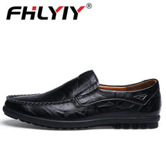Genuine Leather Men's Casual Shoes Luxury Brand Mens Loafers Flats Breathable Slip on Black Driving Shoes Plus Size 38-47 - emixco