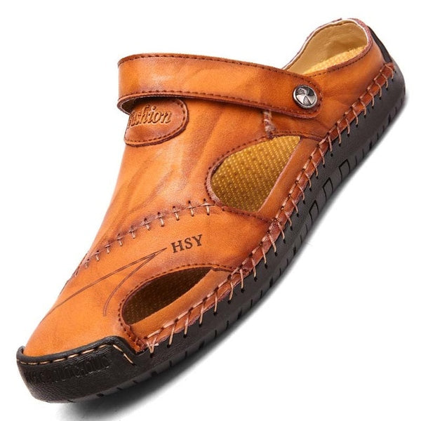 Genuine Leather Men's Sandals Summer Soft Shoes Beach Men's Sandals High Quality Sandals Slippers Bohemia Size 38-48 Hot sale - emixco