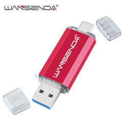 Hotsale WANSENDA OTG USB Flash Drive Type C Pen Drive 512GB 256GB 128GB 64GB 32GB 16GB USB Stick 3.0 Pendrive for Type-C Device - emixco