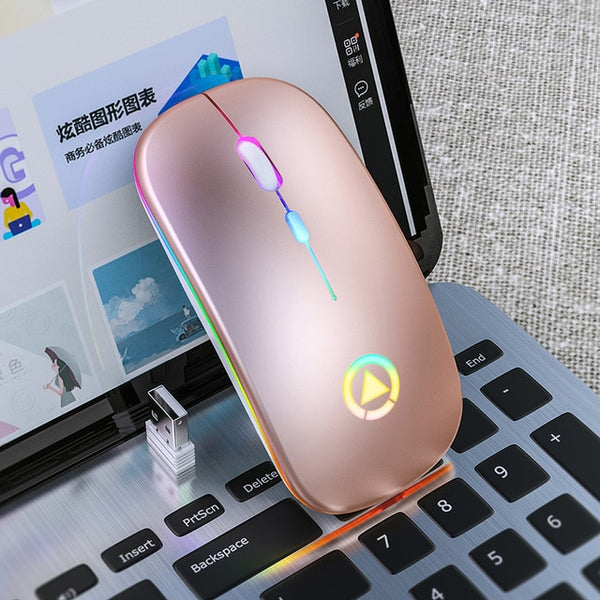 Rechargeable Mouse Wireless Silent LED Backlit Mice  USB Optical Ergonomic Gaming Mouse PC Computer Mouse For Laptop Computer PC - emixco