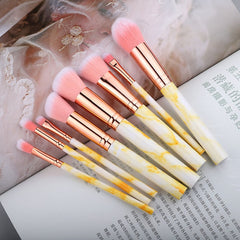 FLD 10 Pcs/ 8 Pcs professional makeup brush Set tools Powder Foundation Eyeshadow Lip Eyeliner Blush Marble Face Makeup Brushes - emixco