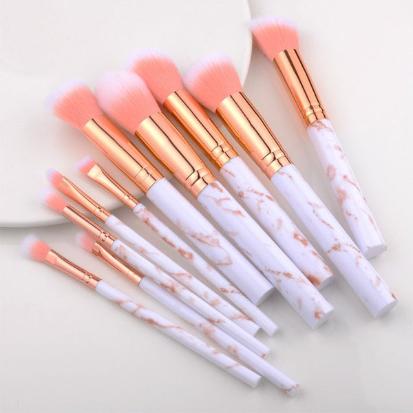 FLD 10 Pcs/ 8 Pcs professional makeup brush Set tools Powder Foundation Eyeshadow Lip Eyeliner Blush Marble Face Makeup Brushes - emixco