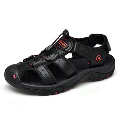 Classic Men's Sandals Summer Soft Sandals Comfortable Men Shoes Genuine Leather Sandals Big Size Soft Outdoor Men Roman Sandals - emixco